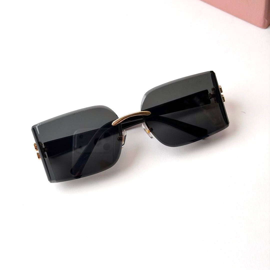 Miu Miu Rimless Rectangular – Black Smoke