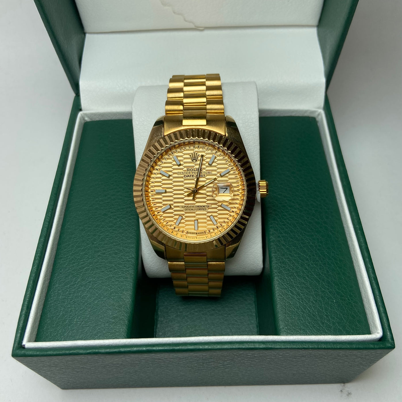Rolex Date Just For Him - Gold-Tone with Textured Dial