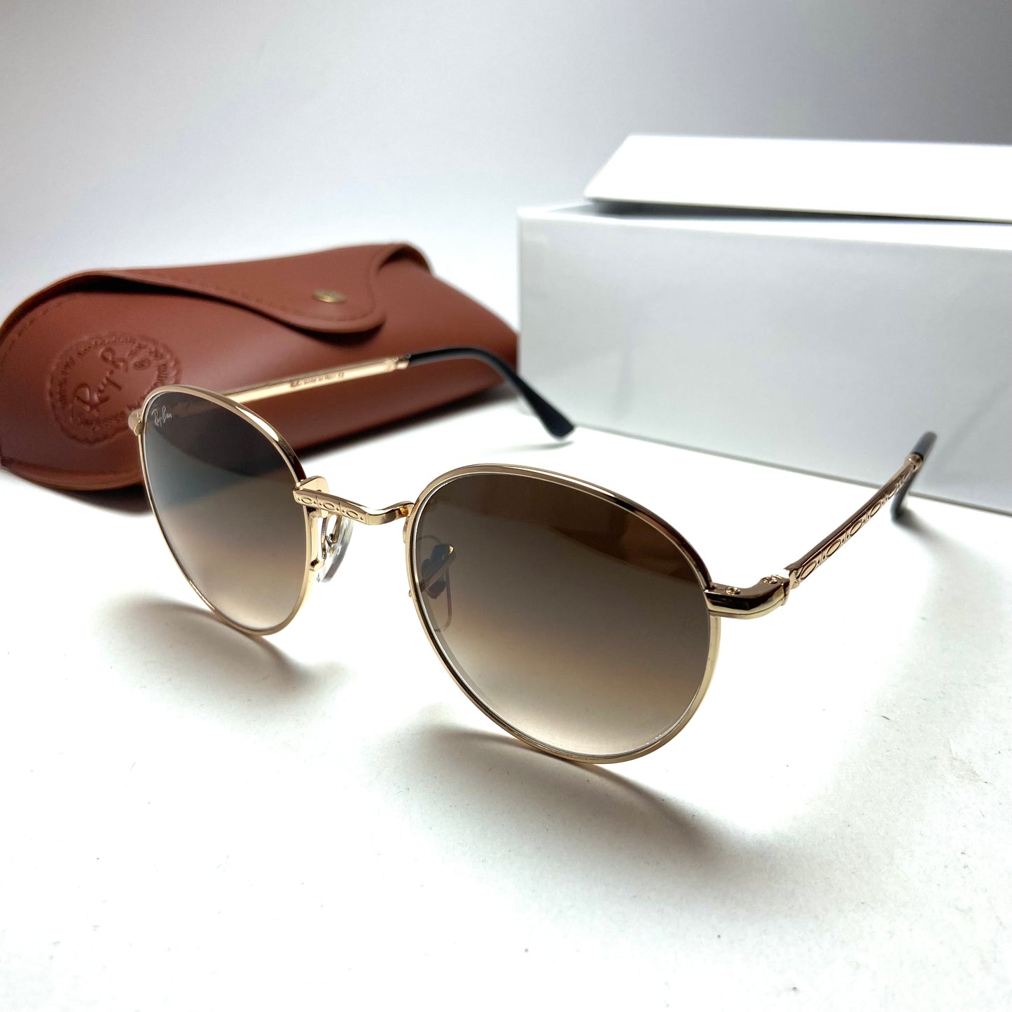 Ray Ban Golden Brown Round Ornate Edition