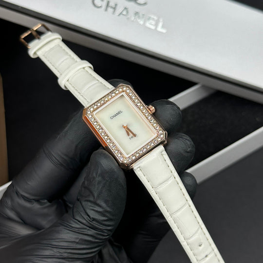 Chanel Crystal Rectangle – Rose Gold White