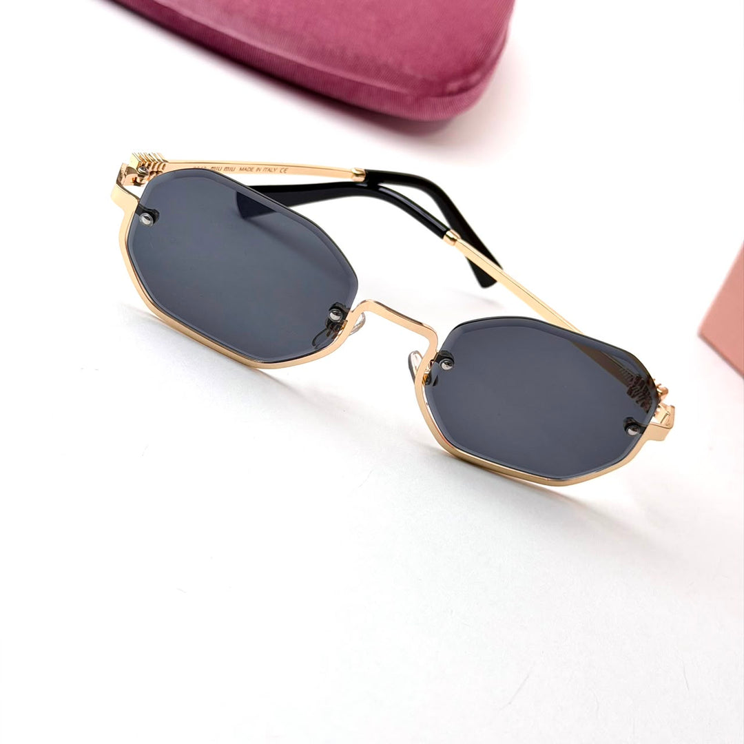 MIU MIU Geometric Octagonal – Gold Black Smoke
