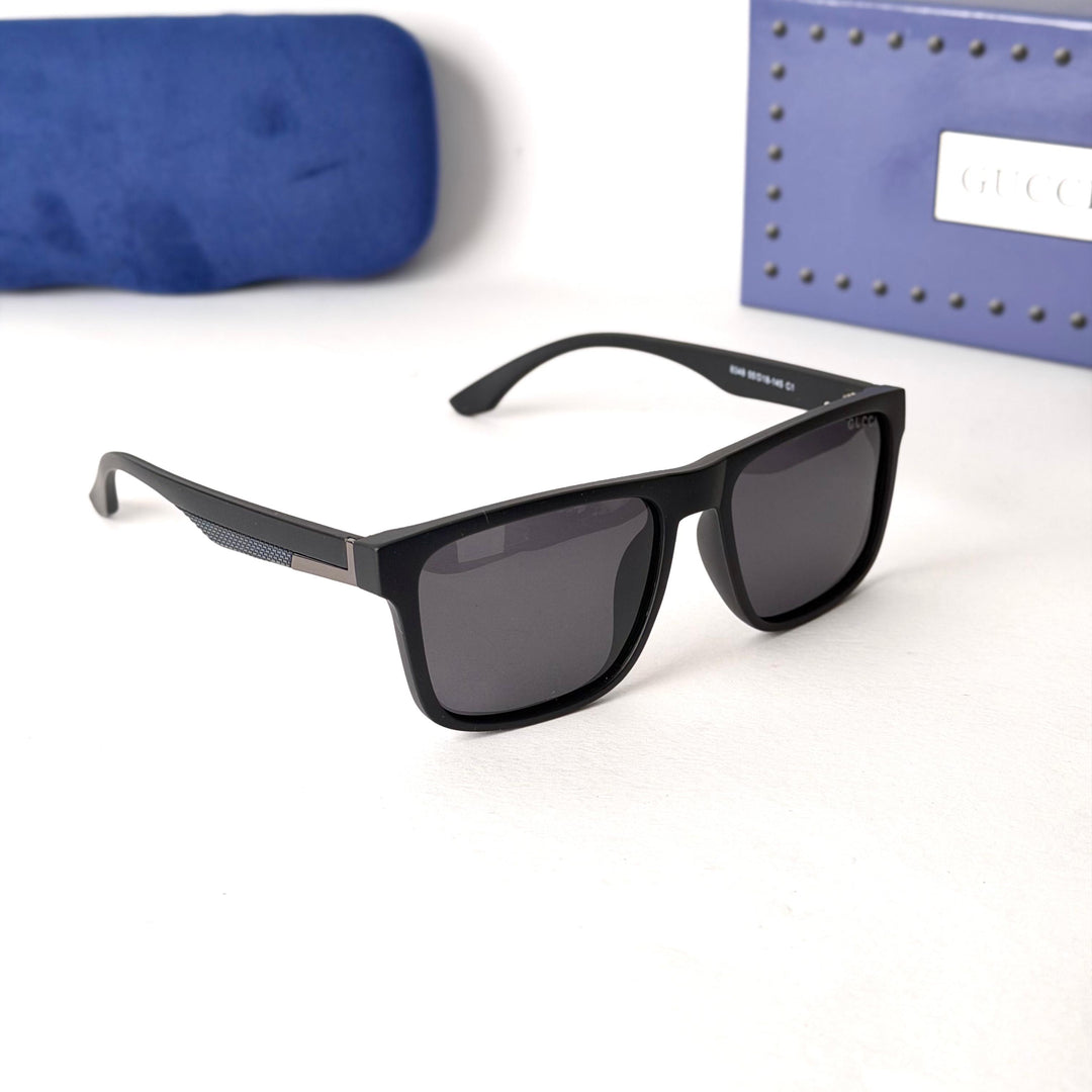 Gucci Rectangle – Matte Black / Smoke Grey Lenses
