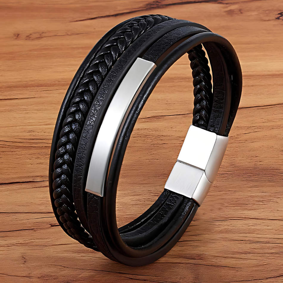 Men's Leather Wristband Bracelet