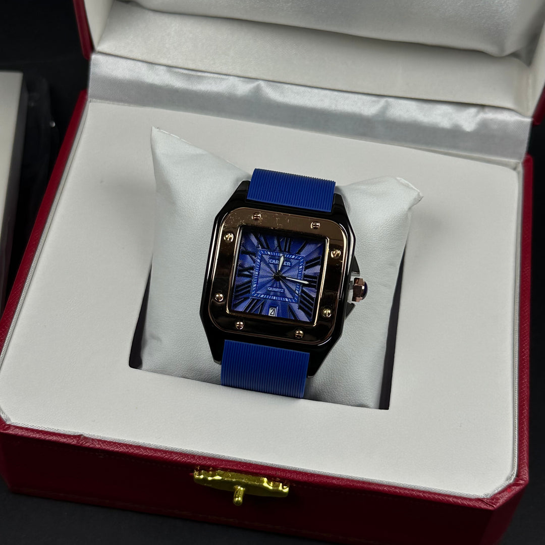 Cartier Santos Tank Rubber For Him – Blue &amp; Rose Gold