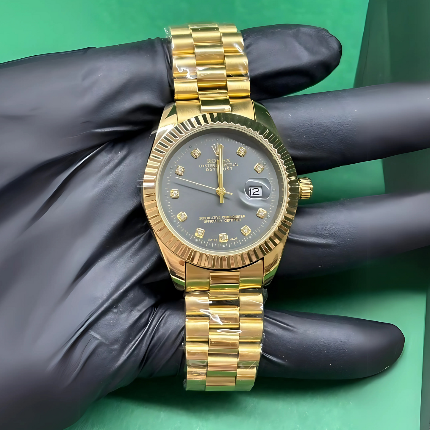 Rolex diamonds oyster Gold