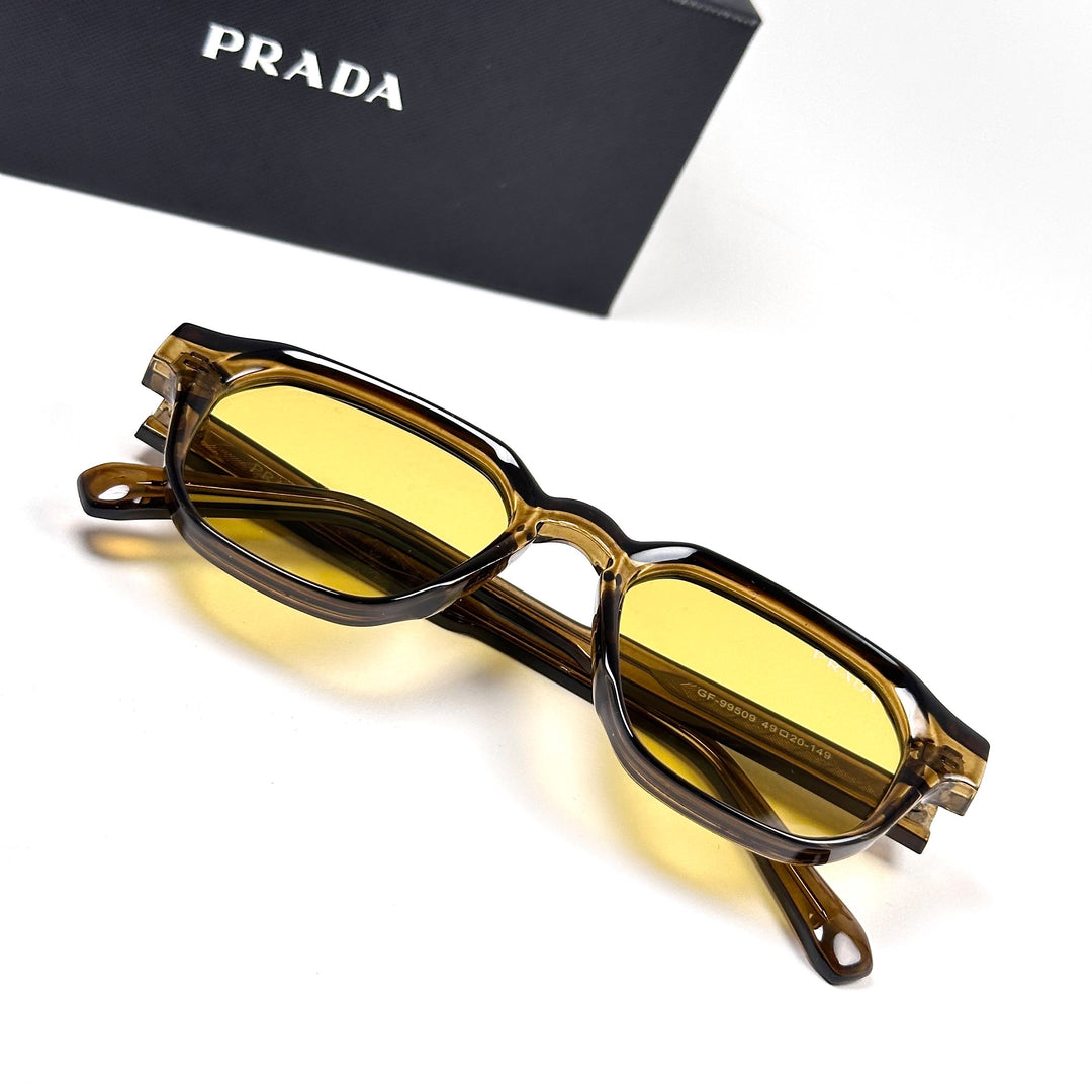 PRADA Symbole Square – Transparent Brown Yellow