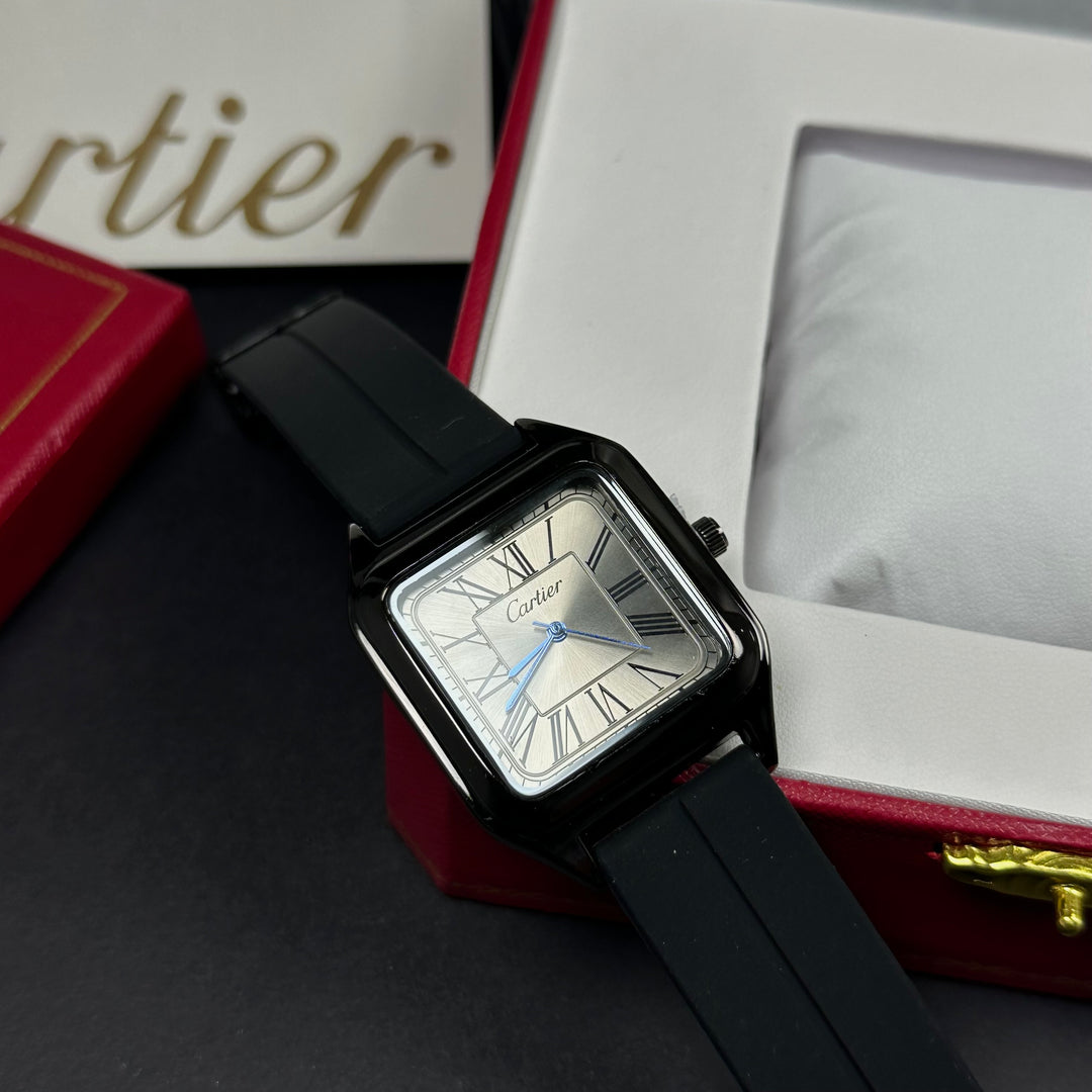 Cartier Rubber Tank For Him – Black &amp; Silver