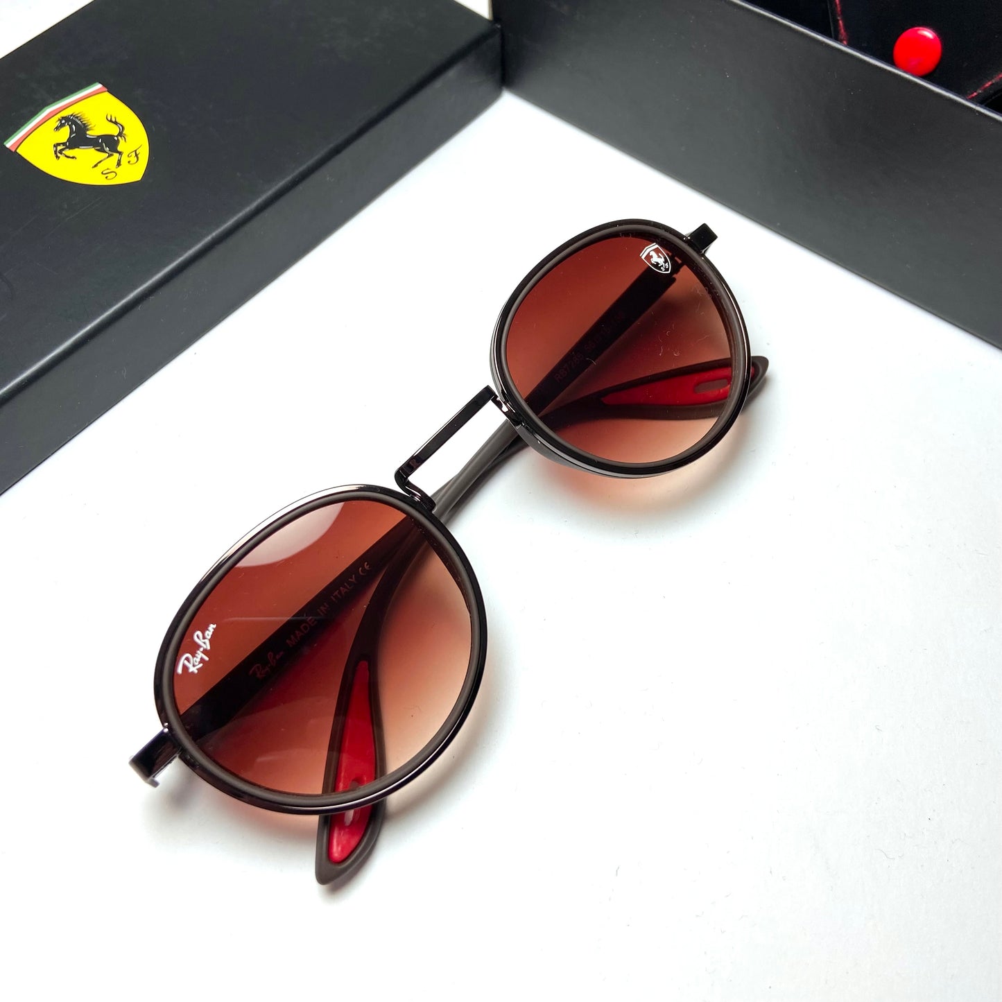 Ray Ban Round Scuderia Ferrari Brown