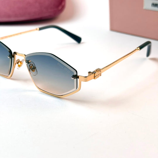 Miu Miu Geometric Rimless – Gold Grey
