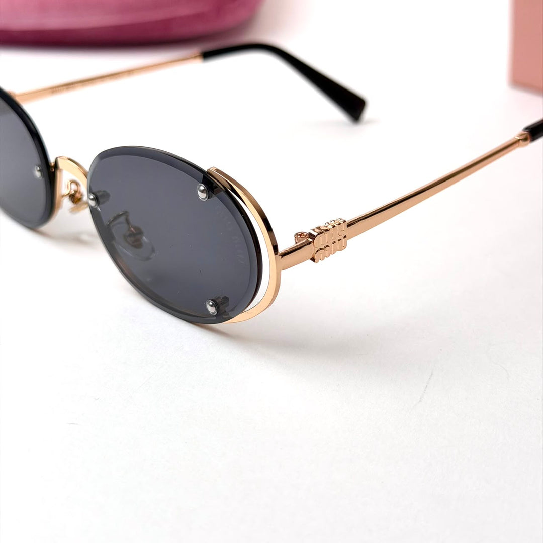 MIU MIU Logo MU A54S – Gold Black Smoke