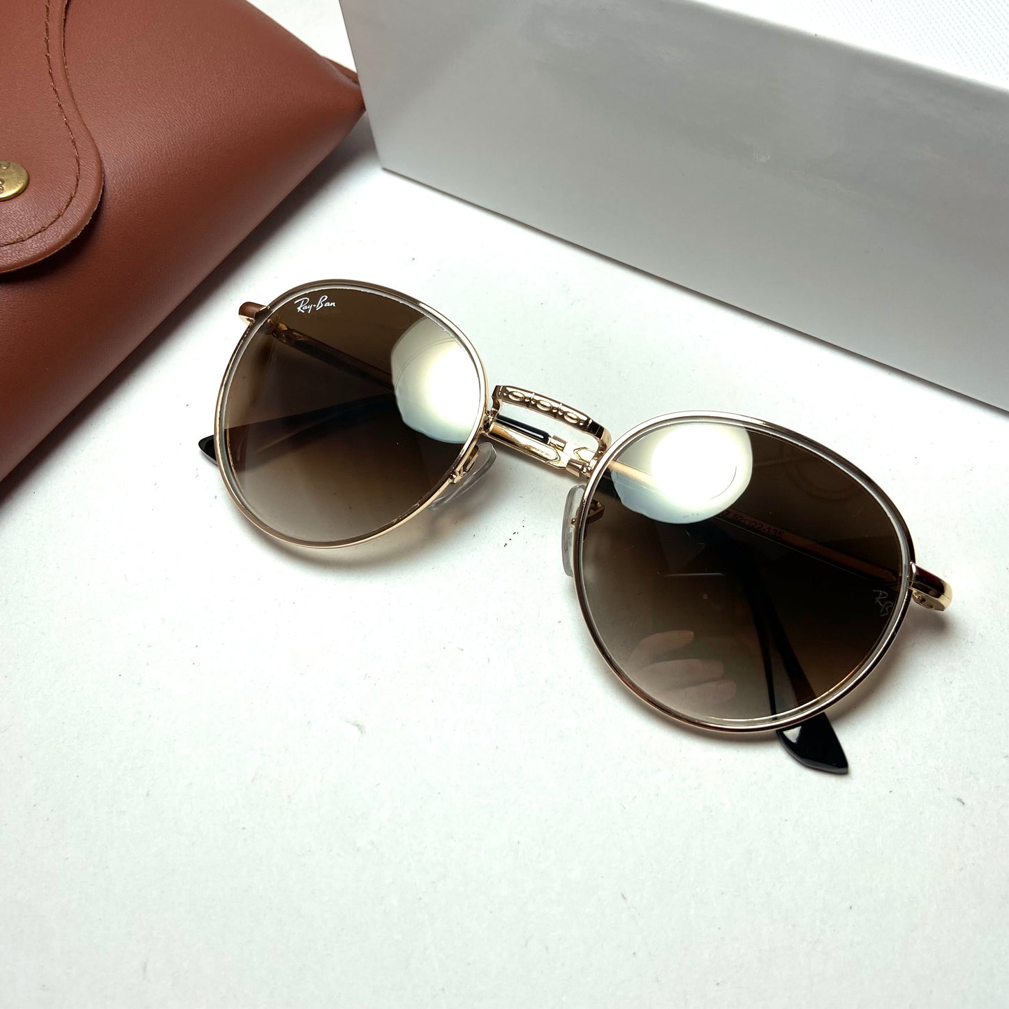 Ray Ban Golden Brown Round Ornate Edition