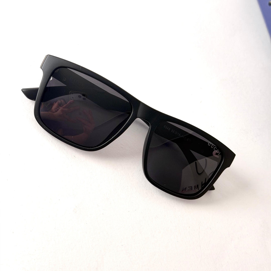 Gucci Rectangle – Matte Black / Smoke Grey Lenses