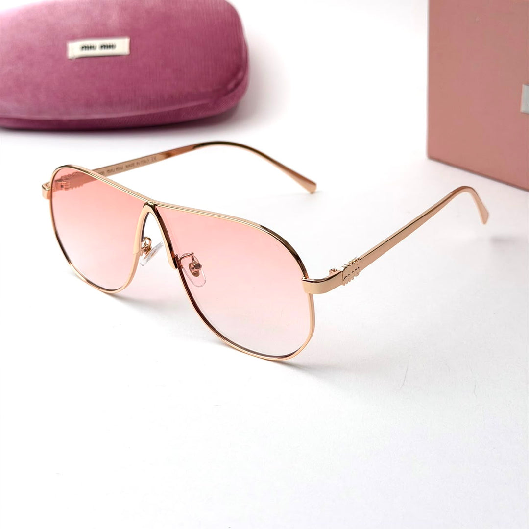 Miu Miu MU A56S Aviator – Gold Pink