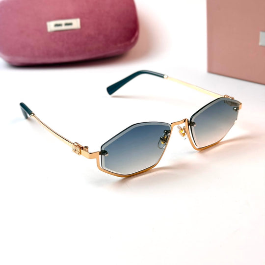 Miu Miu Geometric Rimless – Gold Grey