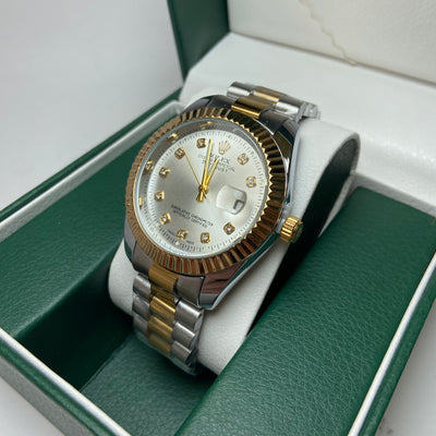 Rolex date just Diamond for Him - Silver Two-Tone