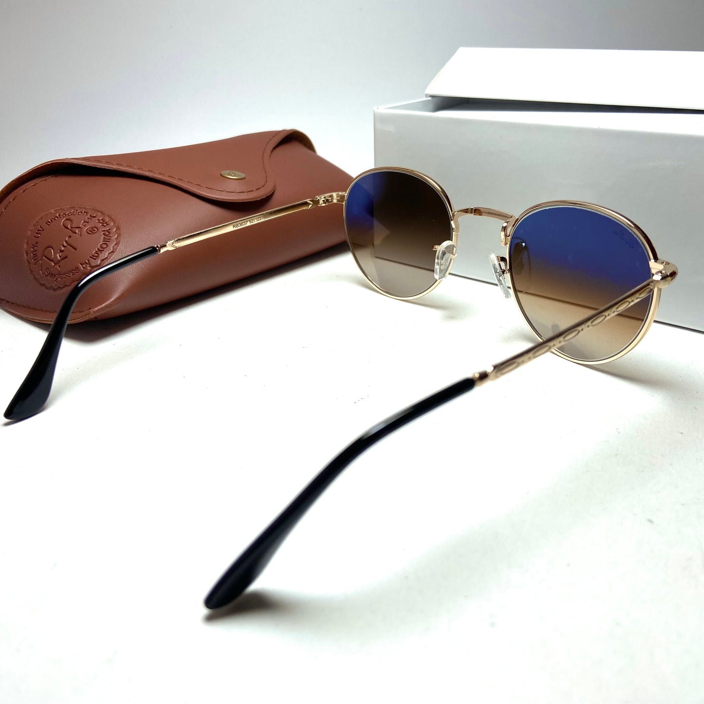 Ray Ban Golden Brown Round Ornate Edition