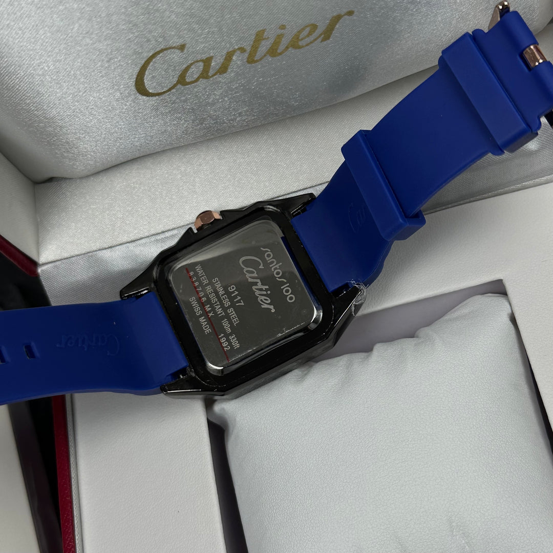 Cartier Santos Tank Rubber For Him – Blue &amp; Rose Gold