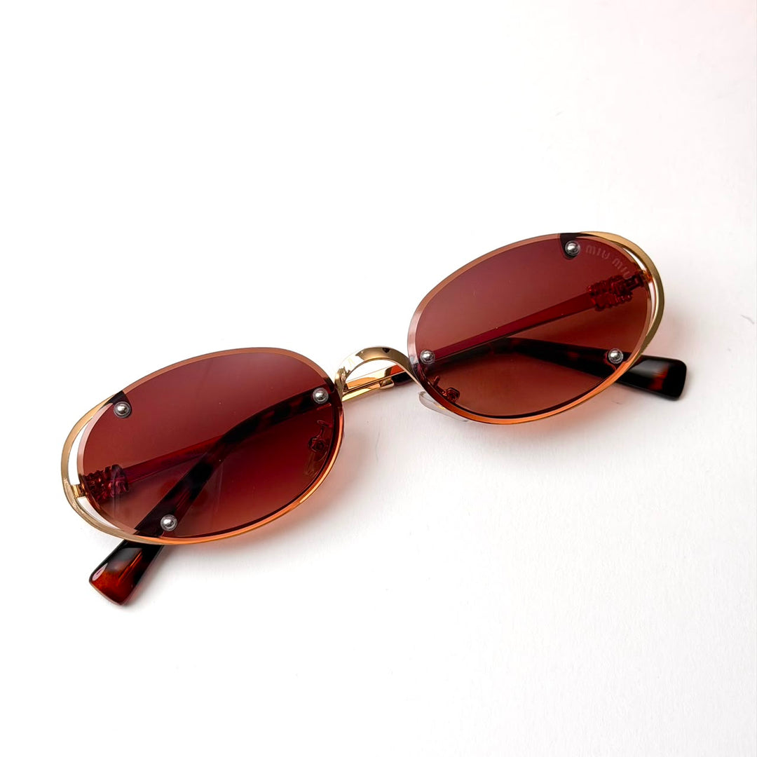 MIU MIU Logo MU A54S – Gold Brown Gradient