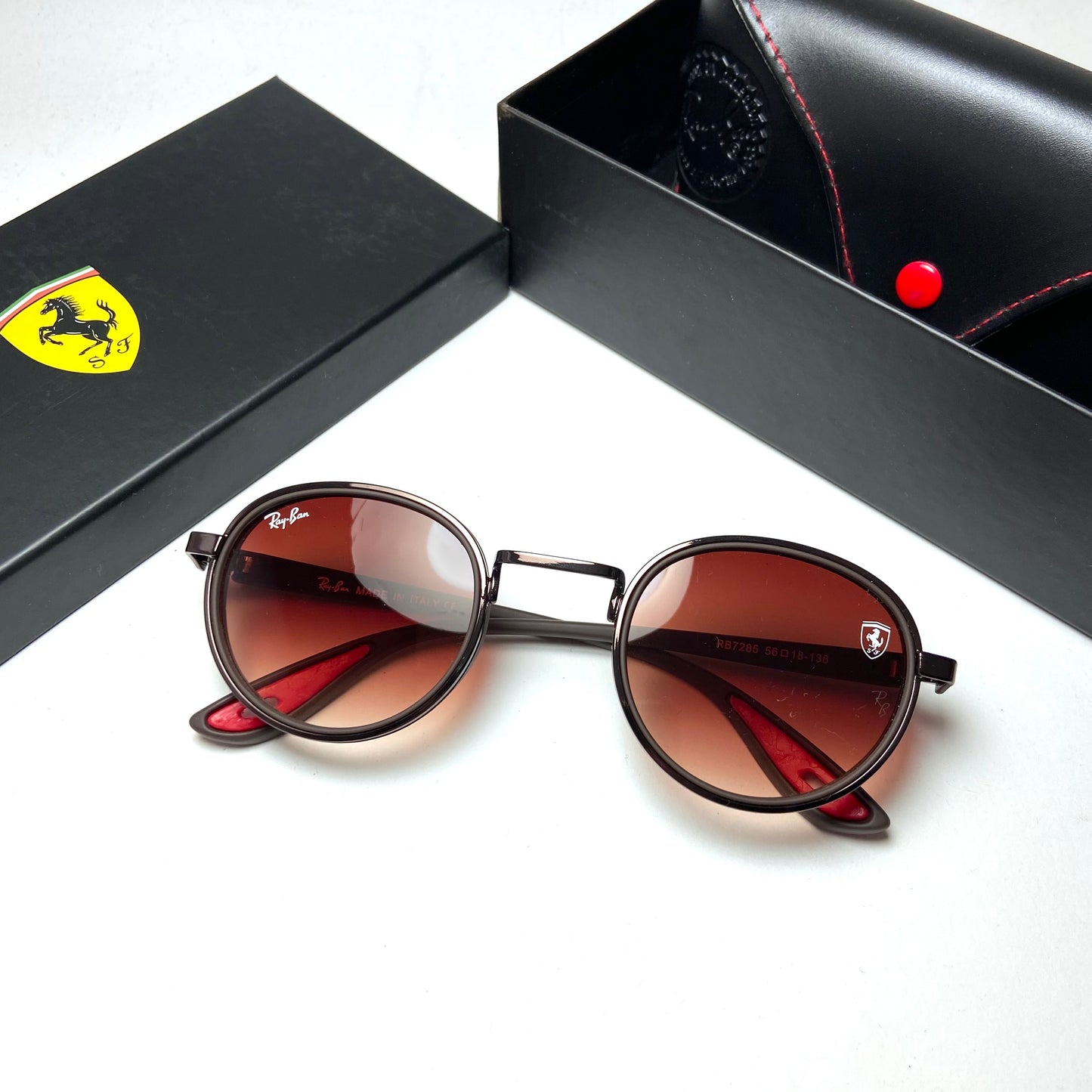 Ray Ban Round Scuderia Ferrari Brown