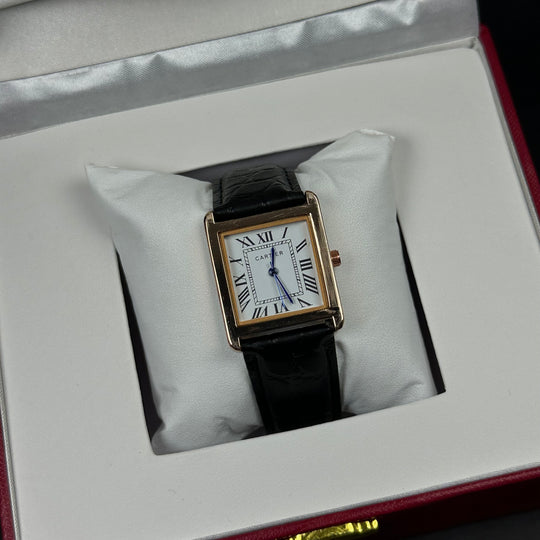Cartier Tank Leather Must Style For Her – Rose Gold &amp; Black