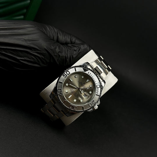 Rolex Yacht-Master “Automatic Style” For Him – Silver Sunburst Dial &amp; Platinum-Style Bezel