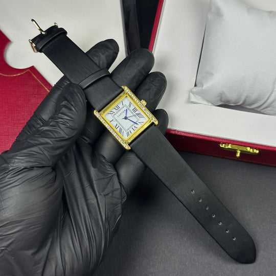 Cartier Tank Leather Must Style For Her – Gold &amp; Black