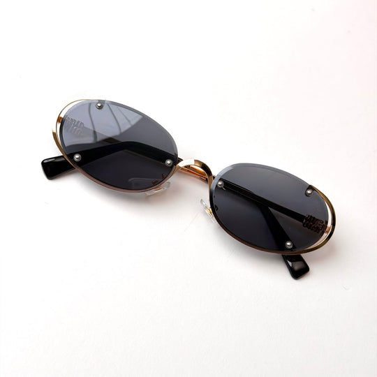 MIU MIU Logo MU A54S – Gold Black Smoke