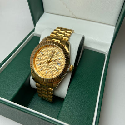 Rolex Date Just For Him - Gold-Tone with Textured Dial