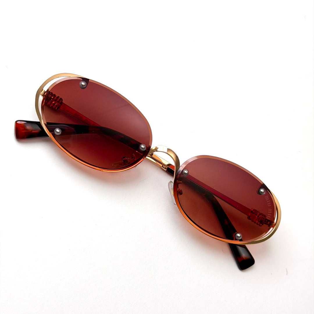 MIU MIU Logo MU A54S – Gold Brown Gradient