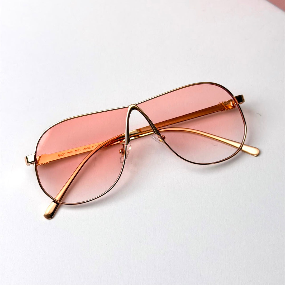 Miu Miu MU A56S Aviator – Gold Pink