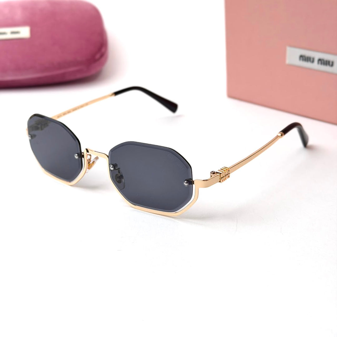 MIU MIU Geometric Octagonal – Gold Black Smoke