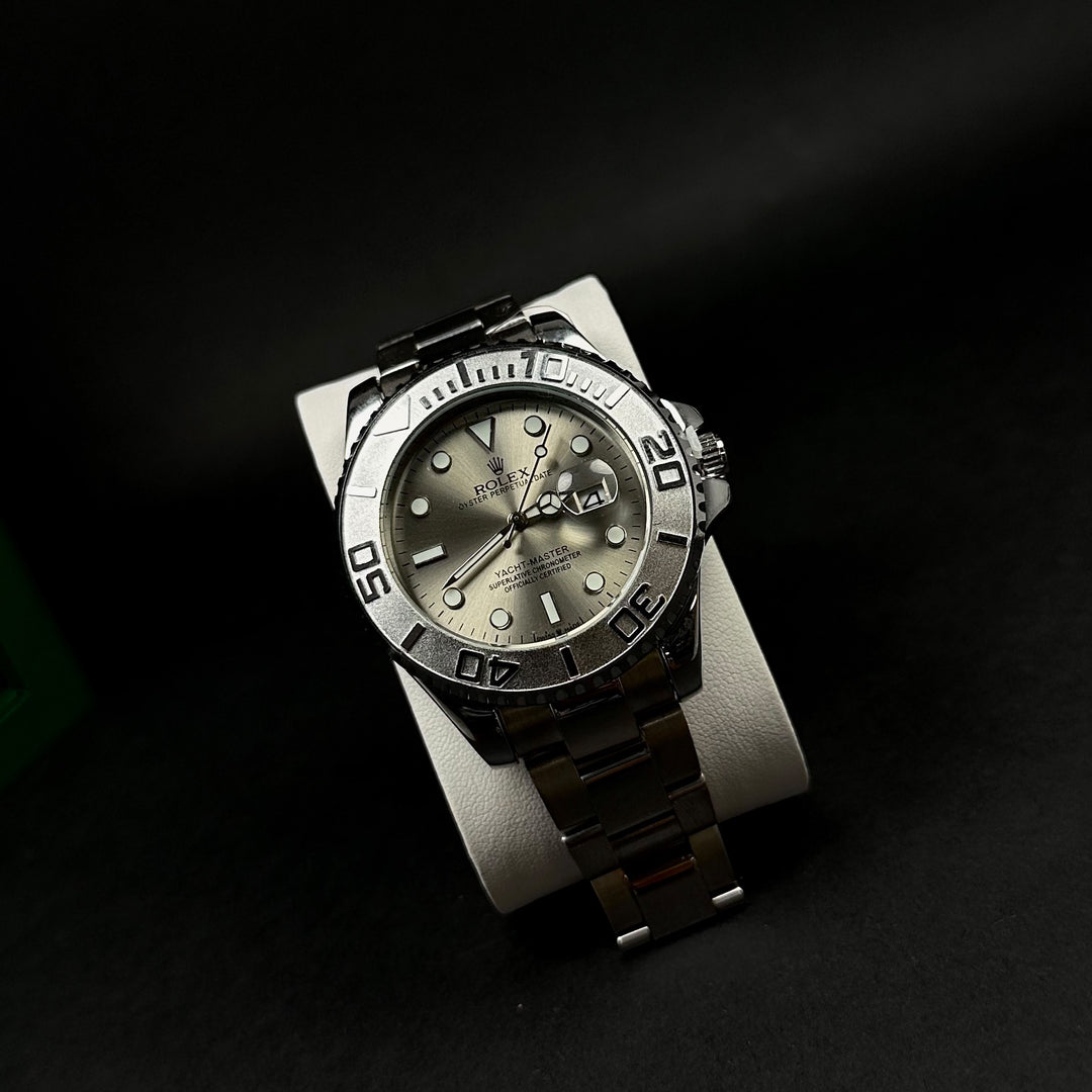 Rolex Yacht-Master “Automatic Style” For Him – Silver Sunburst Dial &amp; Platinum-Style Bezel