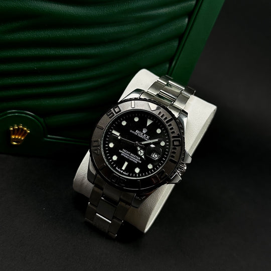 Rolex Yacht-Master “Automatic Style” For Him – Black Dial &amp; Black/Silver Bezel