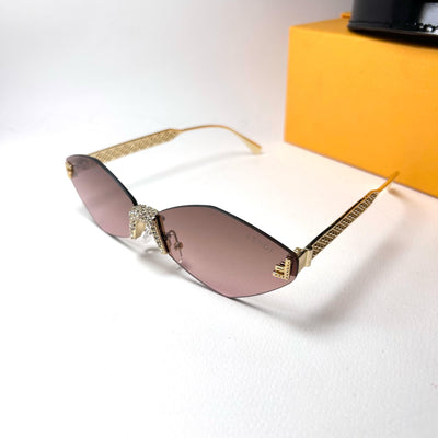 Fendi Cat Eye Rimless Sunglasses - Gold & Gradient Brown

