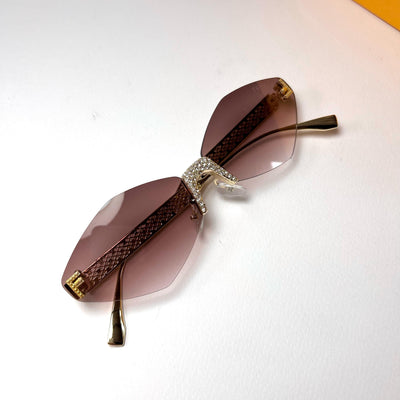 Fendi Cat Eye Rimless Sunglasses - Gold & Gradient Brown

