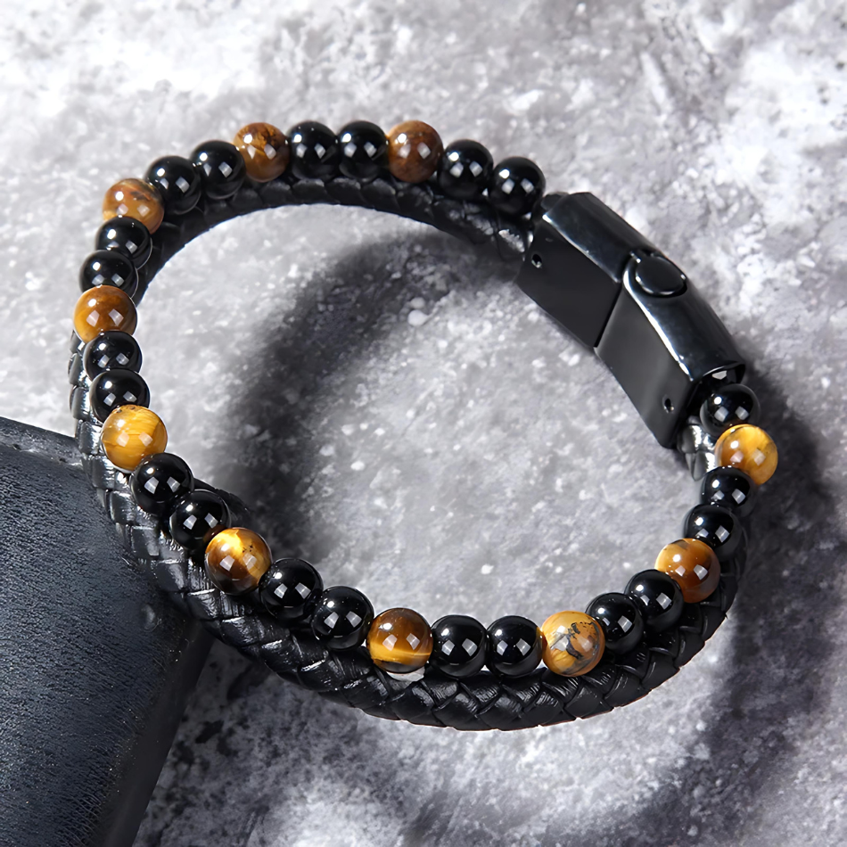 Tiger Eye Leather Bracelet