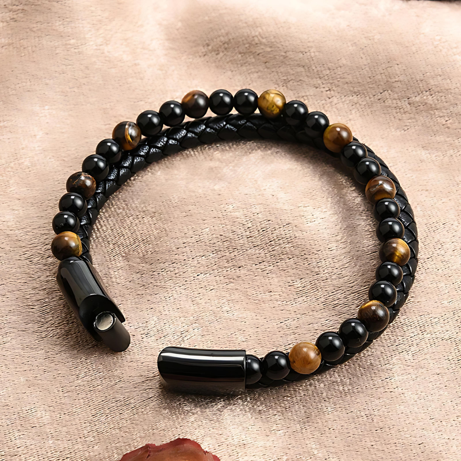 Tiger Eye Leather Bracelet