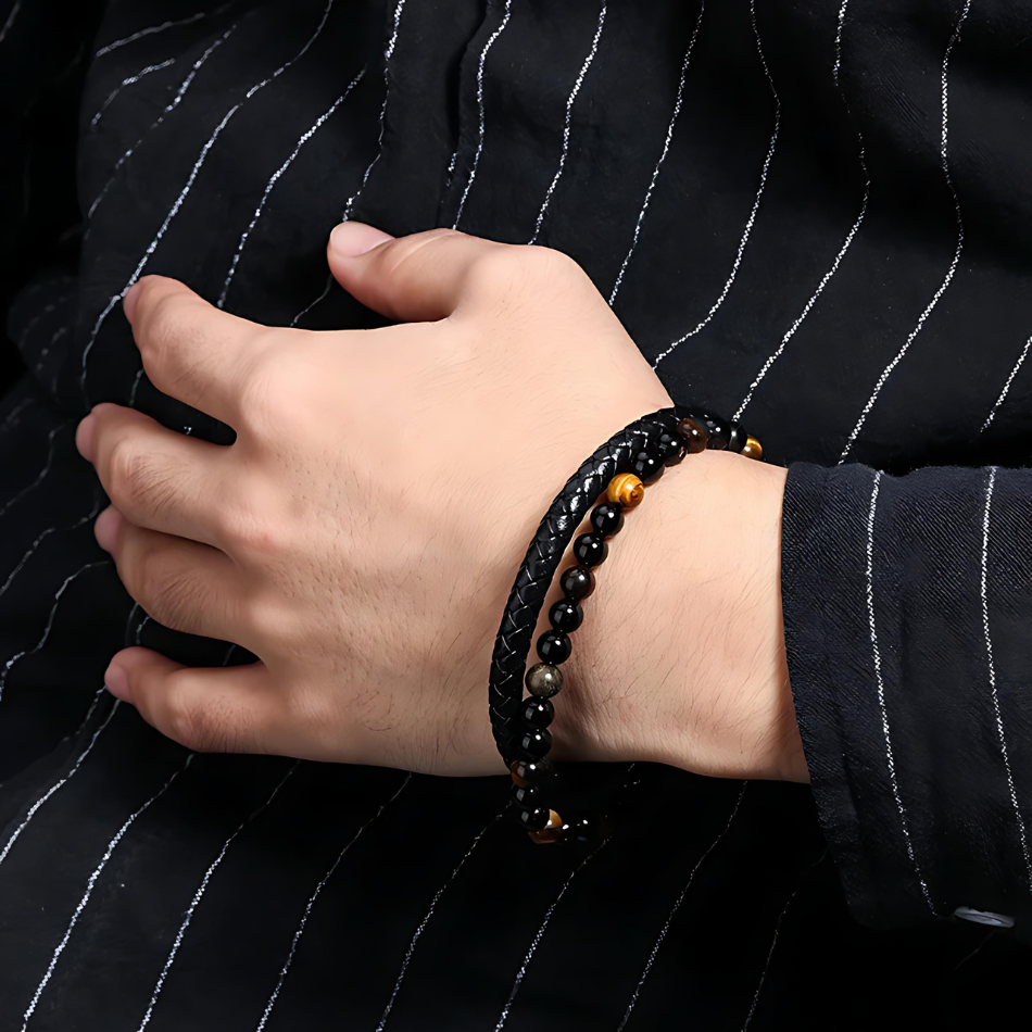 Tiger Eye Leather Bracelet