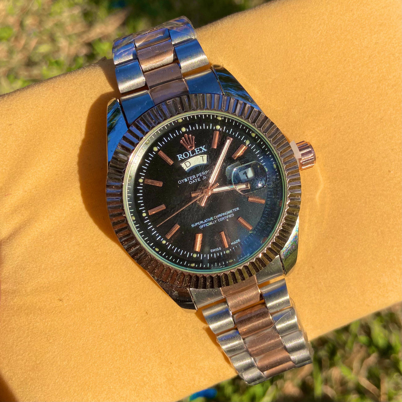 Rolex Oyster Date Just Silver Bronze