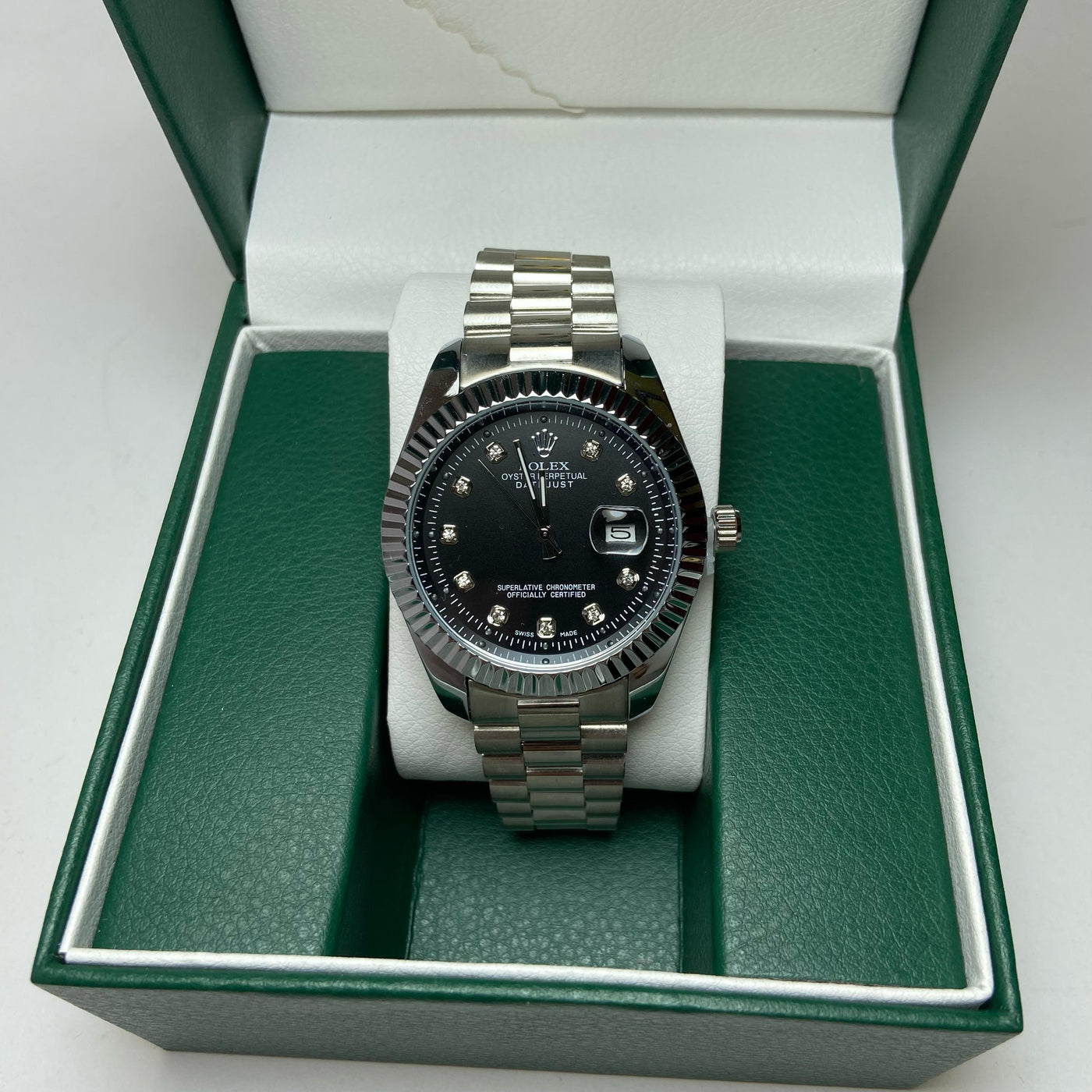 Rolex date just Diamond for Him - Black Dial