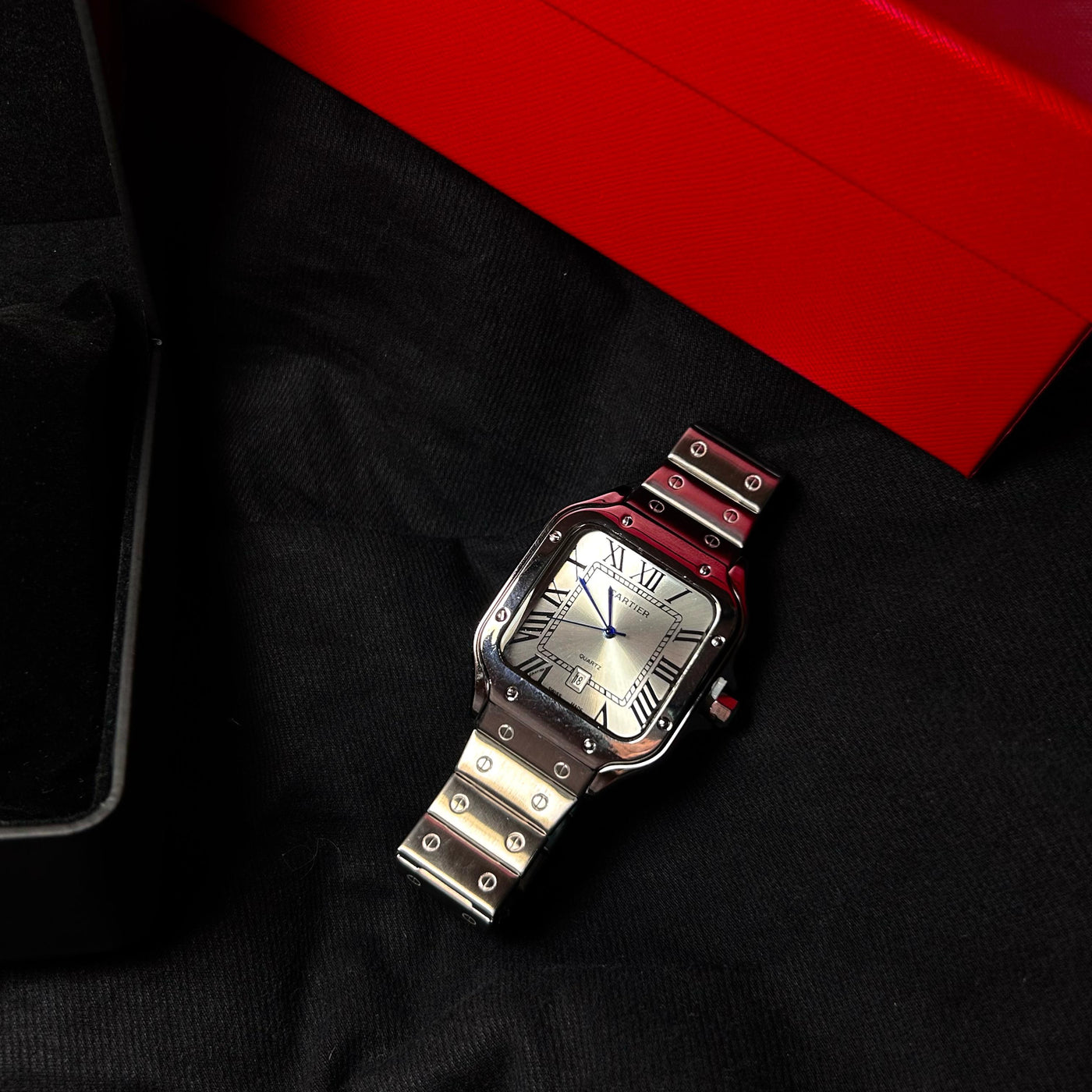 Cartier Santos - Stainless Steel with Silver Dial For Him