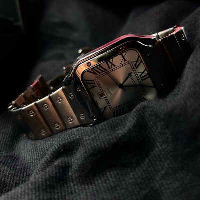 Cartier Santos - Stainless Steel with Silver Dial For Him