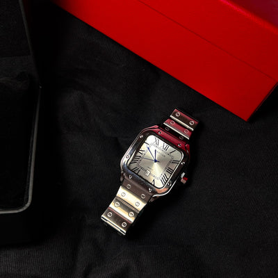 Cartier Santos - Stainless Steel with Silver Dial For Him