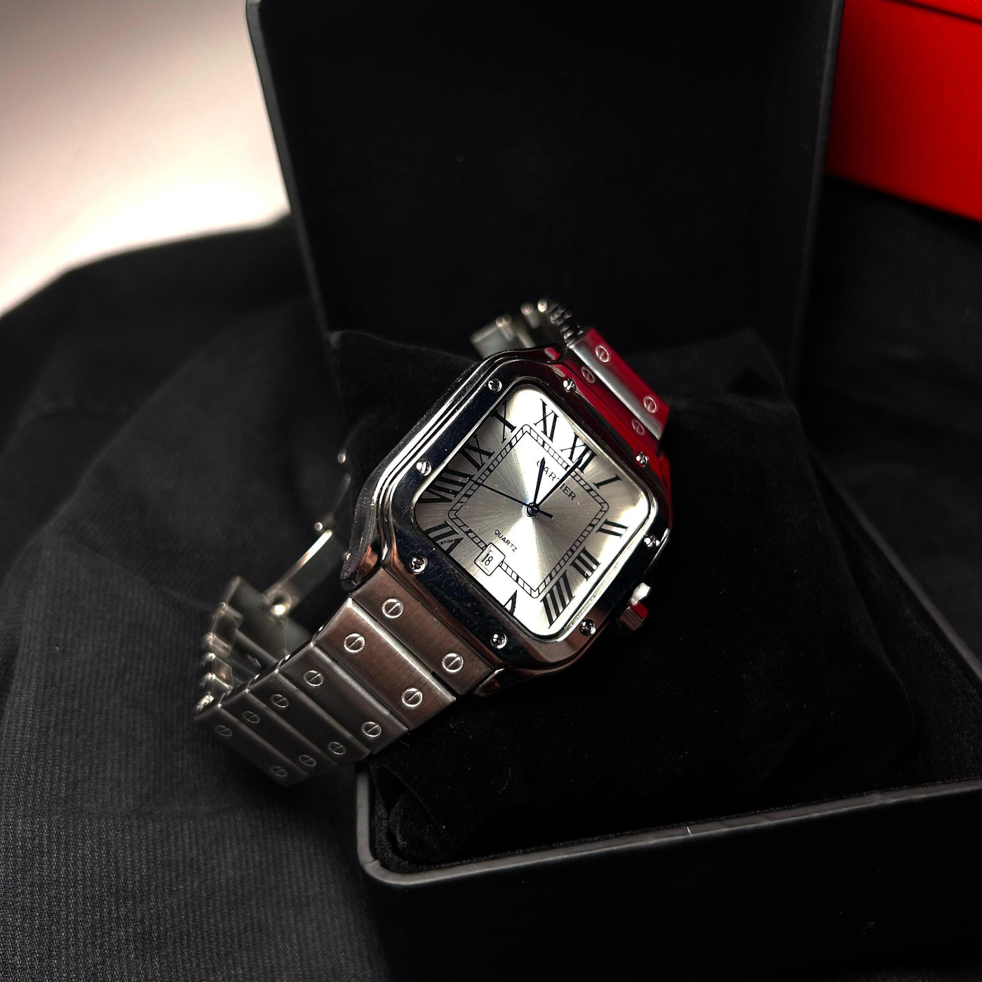 Cartier Santos - Stainless Steel with Silver Dial For Him