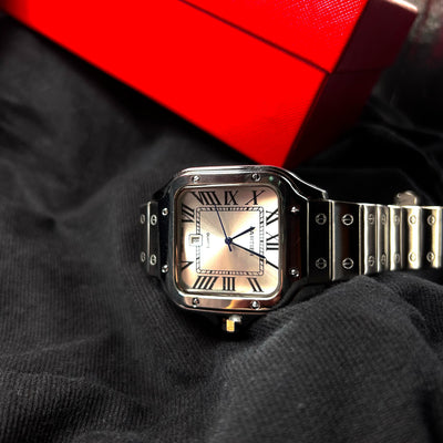 Cartier Santos - Stainless Steel with Silver Dial For Him