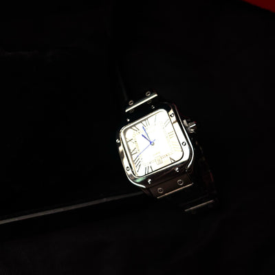 Cartier Santos - Stainless Steel with Silver Dial For Him