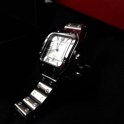 Cartier Santos - Stainless Steel with Silver Dial For Him