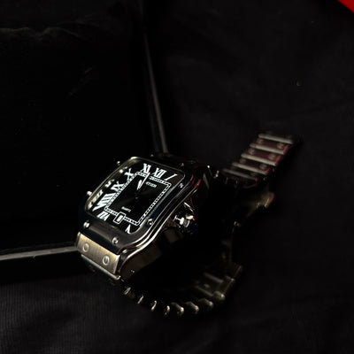 Cartier Santos - Stainless Steel with Black Dial For Him