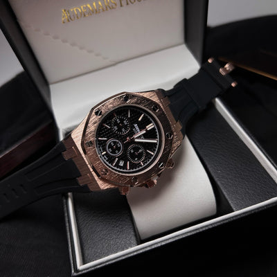Audemars Piguet Royal Oak Chronograph For Him - Rose Gold-Tone with Black Dial