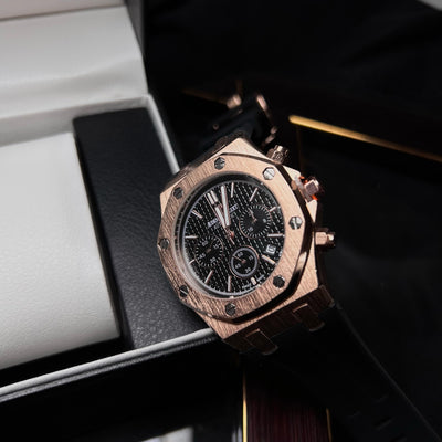 Audemars Piguet Royal Oak Chronograph For Him - Rose Gold-Tone with Black Dial